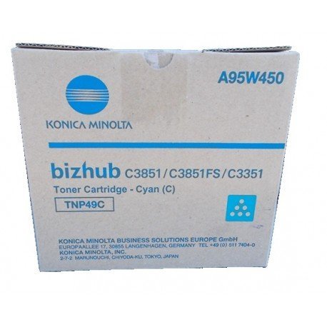 Toner bleu Konica Minolta Bizhub C3351, C3851 (TNP49C)
